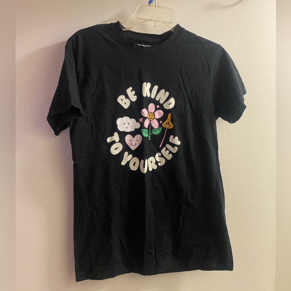 Return To Sender Womens Black Tee T Shirt M Be Kind To Yourself Graphic